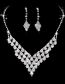 Fashion Three Piece Suit Geometric Diamond Earrings Necklace Bracelet Set