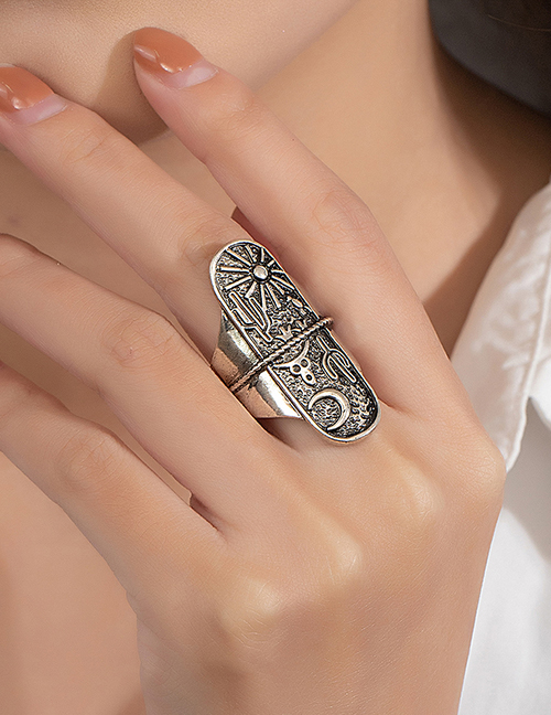 Fashion Silver Alloy Geometric Engraved Ring