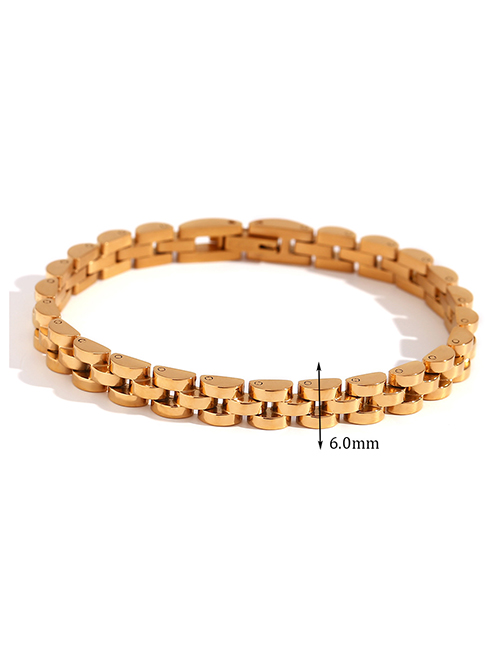 Fashion 6mm Thin Strap Chain Bracelet 18cm-silver Gold-plated Titanium Steel Geometric Chain Earrings