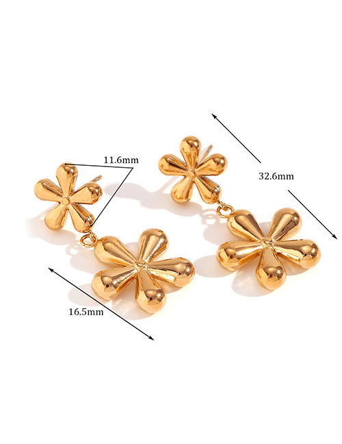 Fashion Silver Stainless Steel Gold Plated Flower Stud Earrings