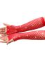 Fashion Big Red Nylon Diamond-studded Fishnet Gloves