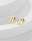 Fashion F Gold Stainless Steel 26 Letter Earrings