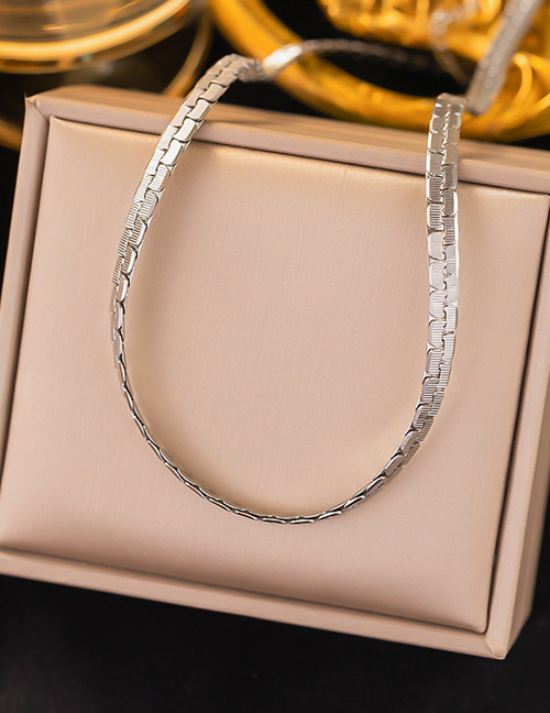 Fashion Bracelet Steel Color Flat Snake Chain Titanium Geometric Link Bracelet