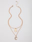 Fashion Gold Alloy Number Medallion Double Layer Moon Necklace With Diamonds