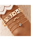 Fashion Gold Alloy Hollow Star Moon Bracelet Set