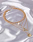 Fashion Gold Alloy Geometric Pearl Ring Layered Necklace