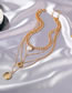 Fashion Gold Alloy Geometric Pearl Ring Layered Necklace