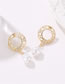 Fashion Gold Alloy Round Mesh Hollow Pearl Earrings