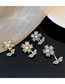Fashion Silver Alloy Diamond Stud Pearl Flower Stud Earrings