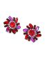 Fashion Color Alloy Diamond Flower Stud Earrings
