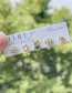 Fashion Gold Set Of 5 Copper Inlaid Zirconia Princess Flower Pendant Earrings