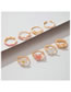Fashion Gold Alloy Diamond Drop Flower Butterfly Alphabet Ring Set