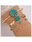 Fashion Gold Alloy Geometric Turquoise Eyes Chain Bracelet Set