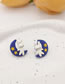 Fashion A Pair Of Bunny Stud Earrings Alloy Moon Rabbit Contrasting Color Stud Earrings