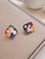 Fashion A Pair Of Ear Clips (triangular Clips) Alloy Contrasting Color Drip Oil Rabbit Pearl Square Ear Clip