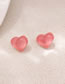 Fashion Pink Alloy Heart Stud Earrings