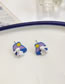 Fashion Blue Contrasting 3d Rabbit Stud Earrings