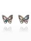 Fashion Silver Alloy Diamond Butterfly Stud Earrings
