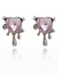 Fashion Silver Alloy Diamond Heart Stud Earrings