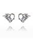 Fashion Silver Irregular Hollow Heart Pearl Stud Earrings