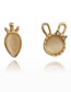 Fashion Gold Alloy Diamond Rabbit Carrot Asymmetric Stud Earrings