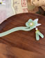 Fashion Blue Imitation Jade Acetate Flower Tassel Hairpin