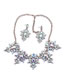 Fashion Champagne Package Alloy Diamond Geometric Earrings Necklace Set