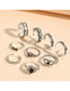 Fashion Silver Alloy Geometric Snake Eye Flower Ring Set
