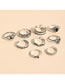 Fashion Silver Alloy Geometric Snake Eye Flower Ring Set