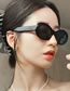 Fashion Black Frame Black Gray Film Pc Oval Sunglasses