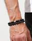 Fashion Black Volcano Beaded Cross Bracelet Set