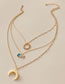 Fashion Gold Alloy Geometric Moon Ring Layered Necklace