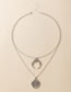 Fashion Silver Alloy Sun And Moon Disc Double Layer Necklace