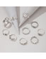 Fashion Silver Alloy Geometric Sun Branch Feather Ring Set