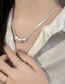 Fashion Silver Brushed Round Beaded Layered Necklace