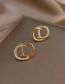 Fashion Gold Metal Diamond Letter Stud Earrings