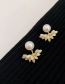 Fashion Gold Metal Diamond Petal Pearl Stud Earrings