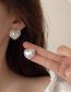 Fashion Gold Metal Diamond Heart Pearl Stud Earrings
