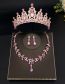 Fashion Gold Pink Crown + Necklace Earrings Alloy Diamond Geometric Earrings Necklace Crown Set