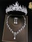 Fashion 02 Silver Crown + Necklace Earpins Alloy Diamond Geometric Earrings Necklace Crown Set