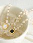 Fashion Gold Titanium Steel Pearl Beaded Round Necklace