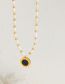 Fashion Gold Titanium Steel Pearl Beaded Round Necklace