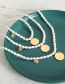 Fashion Gold Titanium Steel Pearl Beaded Medal Necklace