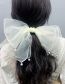 Fashion Oversized Bow Black Organza Bow Pearl Hair Clip