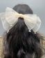 Fashion Oversized Bow Black Organza Bow Pearl Hair Clip