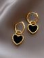 Fashion Gold Titanium Steel Heart Hoop Earrings