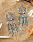 Fashion Silver Alloy Feather Chain Tassel Earrings