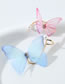 Fashion Blue Powder Alloy Diamond Butterfly Earrings