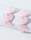 Fashion Pink Alloy Diamond Heart Earrings