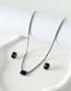 Fashion Silver Metal Square Rhinestone Necklace And Stud Earrings Set